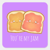 Pindakaas en aardbei gelei toast vierkante sticker (Voorkant)