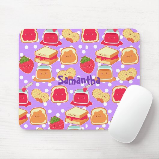 Pindakaas en aardbeiengelei muismat (Met muis)