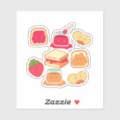 Pindakaas en aardbeiengelei sticker (Vel)