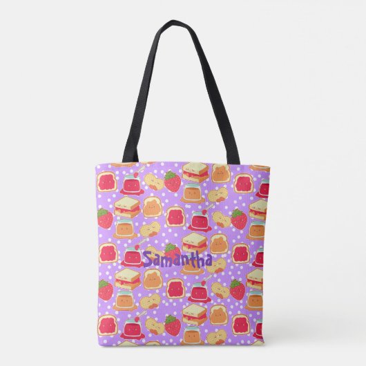 Pindakaas en aardbeiengelei tote bag (Achterkant)