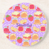 Pindakaas en aardbeiengelei zandsteen onderzetter (Voorkant)