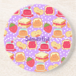 Pindakaas en aardbeiengelei zandsteen onderzetter