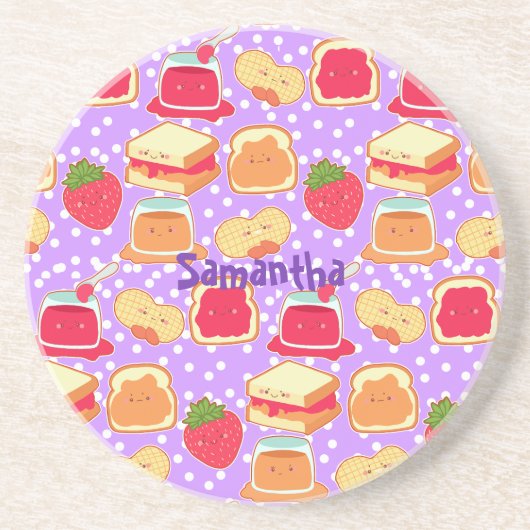 Pindakaas en aardbeiengelei zandsteen onderzetter (Voorkant)