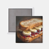 Pindakaas en druivenjam sandwich magneet (Voorkant / Achterkant)