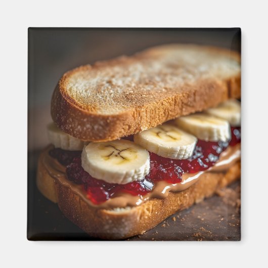 Pindakaas en druivenjam sandwich magneet (Voorkant)