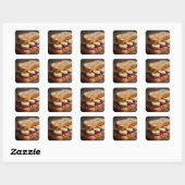 Pindakaas en druivenjam sandwich vierkante sticker (Vel)
