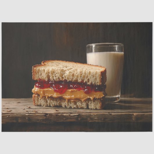 Pindakaas en Jam Sandwich Melk Decoupage Tissuepapier (Voorkant)