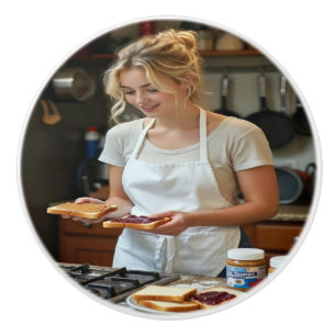Pindakaas en Jam Sandwich Op Maat Keramische Knop