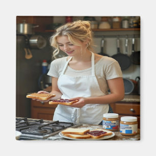 Pindakaas en Jam Sandwich Op Maat Magneet