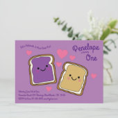 Pindakaas en Jelly Kinder 1e Verjaardagsfeestje Kaart (Staand voorkant)