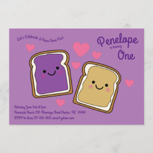 Pindakaas en Jelly Kinder 1e Verjaardagsfeestje Kaart