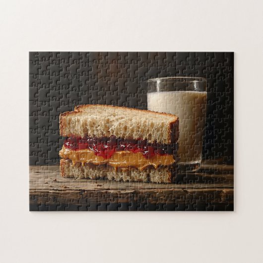 Pindakaas en Jelly Sandwich Melk Legpuzzel (Horizontaal)