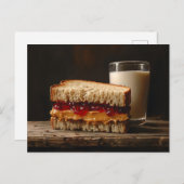 Pindakaas en Jelly Sandwich Melk Schilderij Briefkaart (Voorkant / Achterkant)
