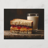 Pindakaas en Jelly Sandwich Melk Schilderij Briefkaart (Voorkant)