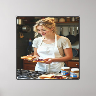 Pindakaas en Jelly Sandwich Op Maat Canvas Afdruk