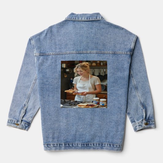 Pindakaas en Jelly Sandwich Op Maat Denim Jacket (Achterkant)