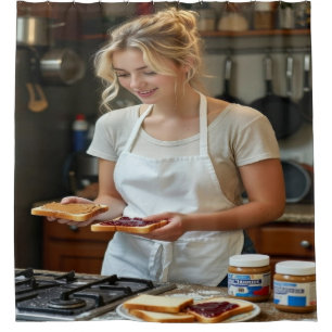 Pindakaas en Jelly Sandwich Op Maat Douchegordijn