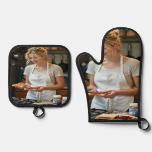 Pindakaas en Jelly Sandwich Op Maat Ovenwant & Pannenlap Set