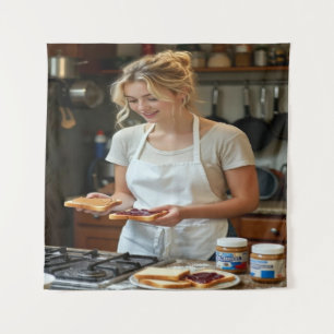 Pindakaas en Jelly Sandwich Op Maat Wandkleed