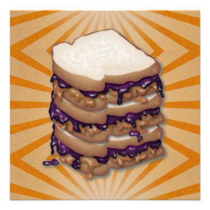 Pindakaas en Jelly Sandwiches Vector Art Foto Afdruk