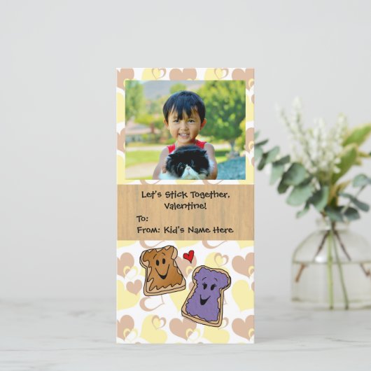 Pindakaas en Jelly Schattige Kind Valentijn Feestdagenkaart (Staand voorkant)