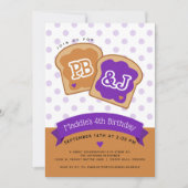 Pindakaas en Jelly Verjaardagsfeestuitnodiging Kaart (Voorkant)