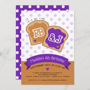 Pindakaas en Jelly Verjaardagsfeestuitnodiging Kaart