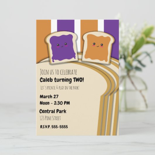 Pindakaas Grape Jelly PB&J Verjaardagsfeest Kaart (Staand voorkant)