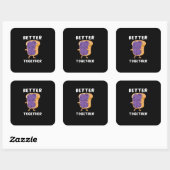 Pindakaas Jam Samen Beter Grappig Eten Liefde Vierkante Sticker (Vel)