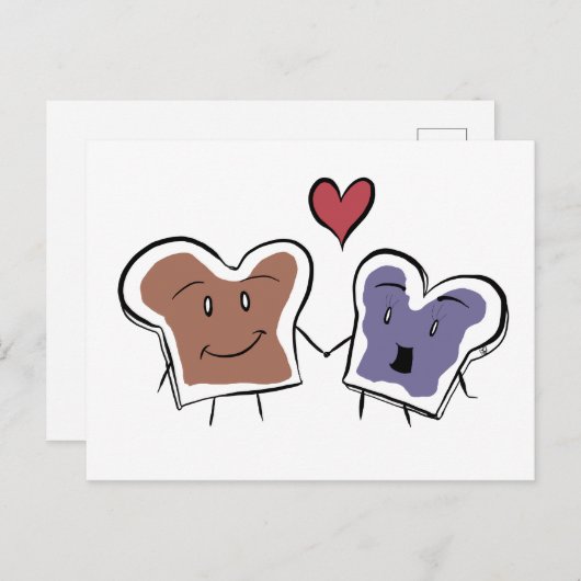 Pindakaas & Jam stel Briefkaart (Voorkant / Achterkant)