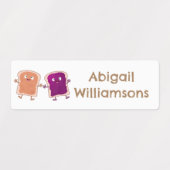Pindakaas jelly sandwich cartoon gepersonaliseerd labels (Design 2)