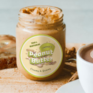 Pindakaas Logo Geelgroene verpakking Schattige Ronde Sticker