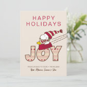 Pindakaas | Snoopy & Woodstock Vrolijke slee-rit Feestdagenkaart (Staand voorkant)