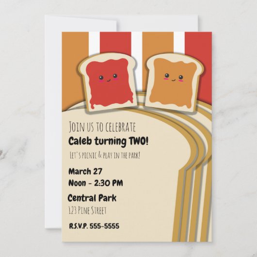 Pindakaas Strawberry Jelly PB&J Verjaardagsfeestje Kaart (Voorkant)