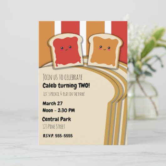 Pindakaas Strawberry Jelly PB&J Verjaardagsfeestje Kaart (Staand voorkant)