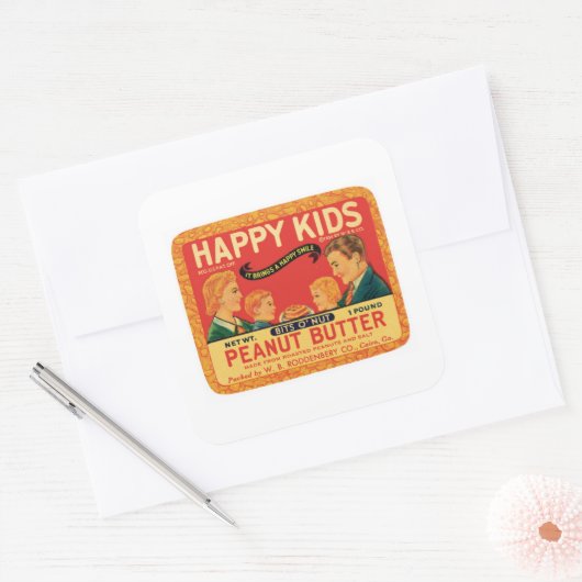  pindakaas voedseletiket vierkante sticker (Envelop)