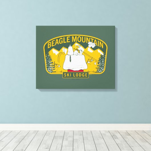 pinda's | Bergberg Ski Lodge Canvas Afdruk (Insitu (Houten vloer))