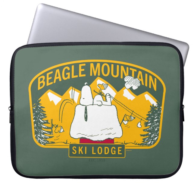 pinda's | Bergberg Ski Lodge Laptop Sleeve (Voorkant)