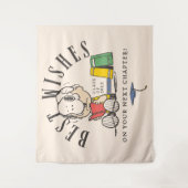 Pinda's Beste Wensen Afstudeerfeest Snoopy Leest Wandkleed (Voorkant)