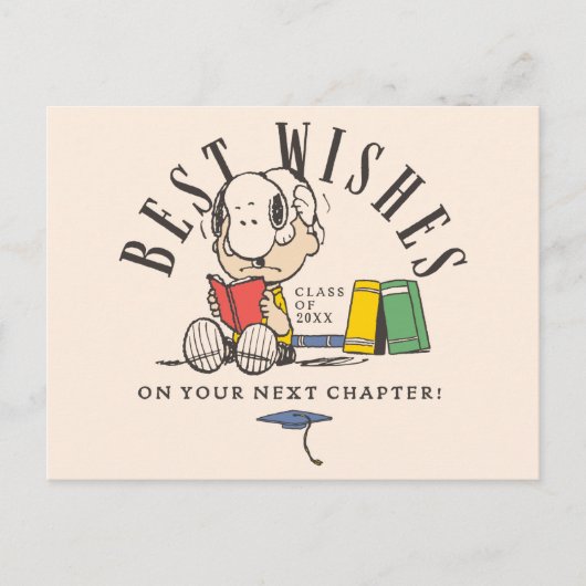 Pinda's Beste Wensen Afstuderen Snoopy Lezen Briefkaart (Voorkant)