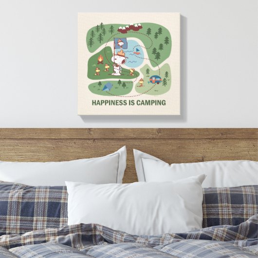 pinda's | Camp Kaart Snoopy & Woodstock Canvas Afdruk (Insitu (Slaapkamer))