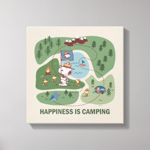 pinda's   Camp Kaart Snoopy & Woodstock Canvas Afdruk