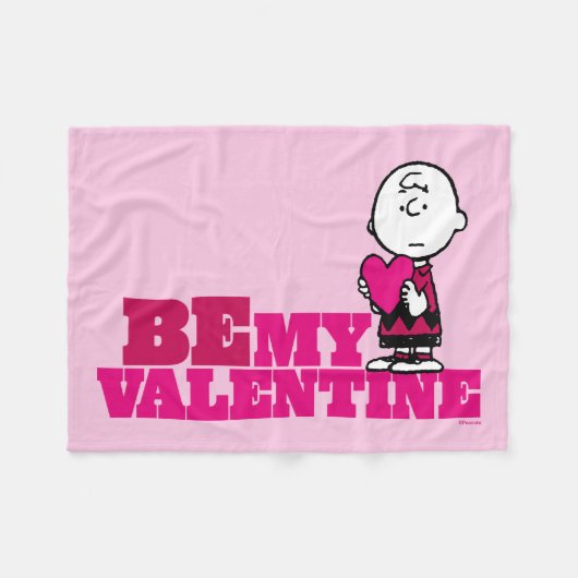pinda's | Charlie Brown be My Valentijn Fleece Deken (Voorkant (Horizontaal))