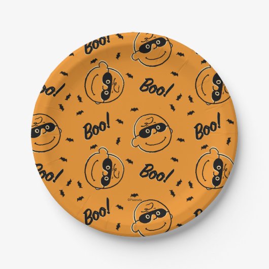 pinda's | Charlie Brown Boo! Patroon Papieren Bordje (Voorkant)