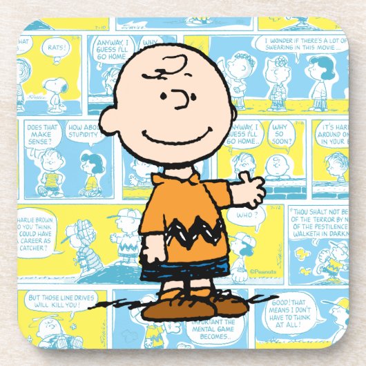 pinda's | Charlie Brown Comic Pattern Bier Onderzetter (Voorkant)