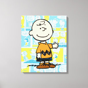 pinda's   Charlie Brown Comic Pattern Canvas Afdruk