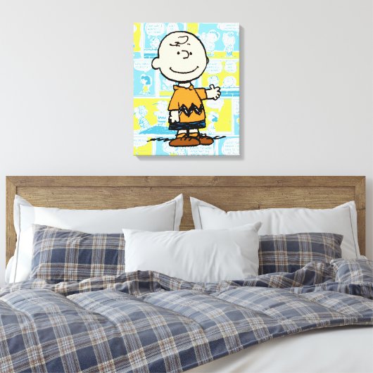 pinda's | Charlie Brown Comic Pattern Canvas Afdruk (Insitu (Slaapkamer))