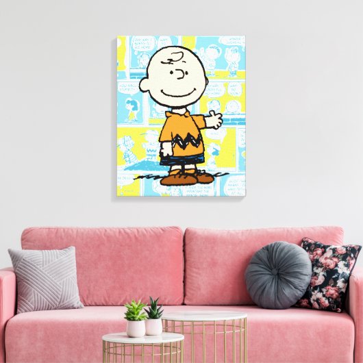 pinda's | Charlie Brown Comic Pattern Canvas Afdruk (Insitu (Woonkamer))