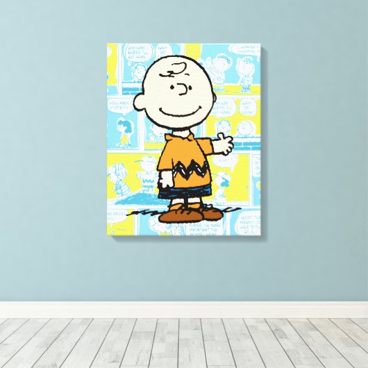 pinda's | Charlie Brown Comic Pattern Canvas Afdruk (Insitu (Houten vloer))