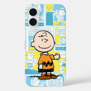 pinda's Charlie Brown Comic Pattern iPhone 16 Hoesje